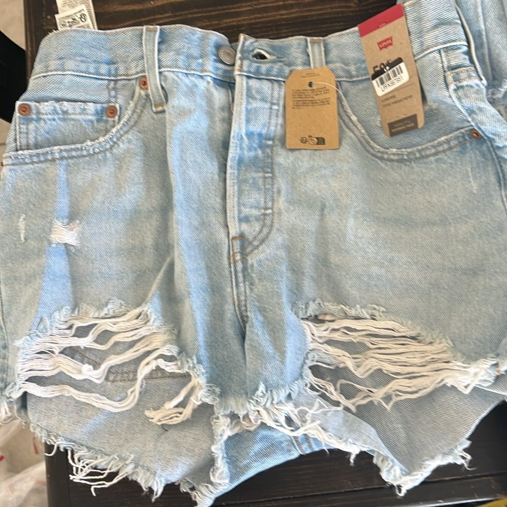 Levi's Women's Light Blue Jeans Shorts. Botton Fly! Distressed. - Picture 3 of 3
